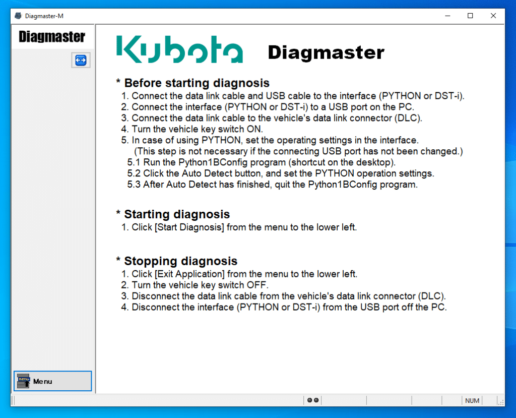 DIAGMASTER 21 11 is a comprehensive diagnostic software used for machinery troubleshooting. It is compatible with various brands including BOBCAT, TAKEUCHI, MANITOU, KUBOTA, and NONSELF. This article provides an overview of its features, installation requirements, and diagnostic capabilities. Each section explores specific functionalities related to different machinery models, ensuring a detailed understanding of the software's applications.