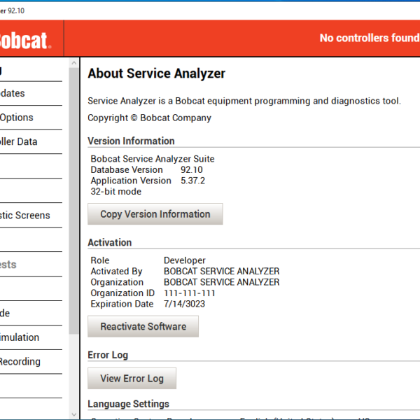 The Bobcat Service Analyzer 92.10 is an advanced diagnostic software launched in 2024. It is designed for Bobcat machinery, enabling technicians to diagnose and troubleshoot various issues effectively. This software includes new features, improved compatibility with equipment, and enhanced programming capabilities. It also supports multiple languages, making it accessible for users in different regions.