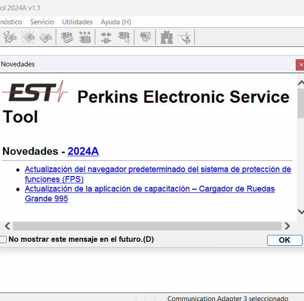 The PERKINS EST 2024 Diagnostic Software is an advanced tool designed for diagnosing and optimizing the performance of Perkins engines. It enables efficient communication with electronic control modules to identify issues and enhance engine efficiency. This software includes various features such as fault diagnosis, real-time parameter monitoring, and data recording. It is compatible with multiple operating systems and is essential for technicians seeking to improve maintenance practices and support sustainability initiatives.