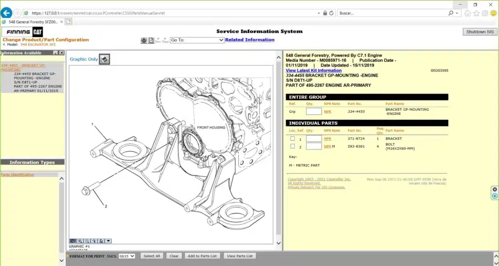 CAT SIS Caterpillar 2021 is an essential tool for maintenance and repair in the heavy machinery sector. It provides vital information on parts and services for all Caterpillar equipment. This system enhances efficiency and accuracy for technicians and engineers. It features a comprehensive parts catalog, service manuals, and wiring diagrams to facilitate troubleshooting.